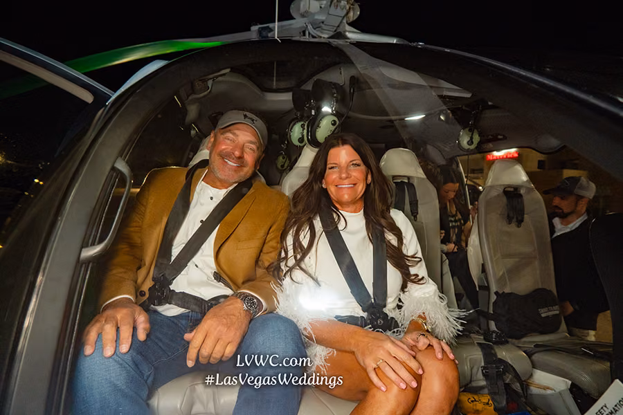 Inside the helicopter cabin during a Las Vegas Strip wedding tour