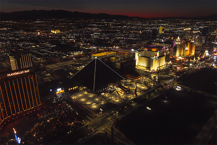 Aerial view of Las Vegas Strip from helicopter wedding Nevada