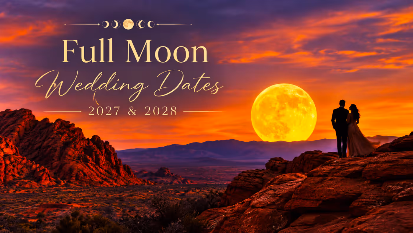 Full moon rising over the Nevada desert at dusk for a Las Vegas moonlight wedding — LVWC.com